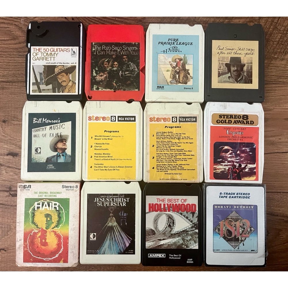 Lot Of 12 8 Track Tapes Folk Country Broadway Paul Simon Untested As Is